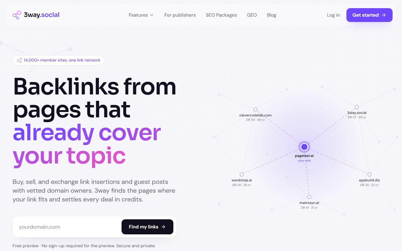 Screenshot of the 3way.Social website (3way.social)
