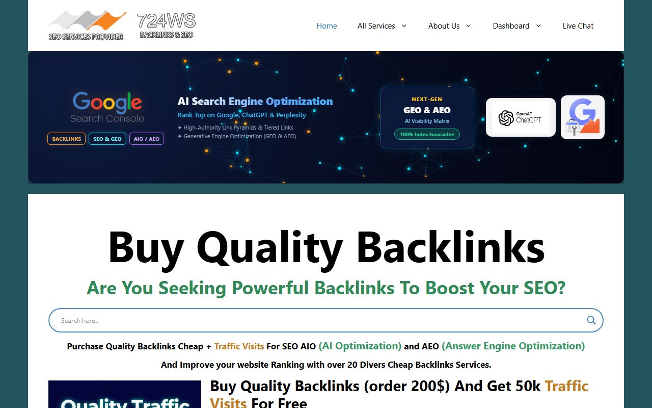 Screenshot of the 724ws website (724ws.net)