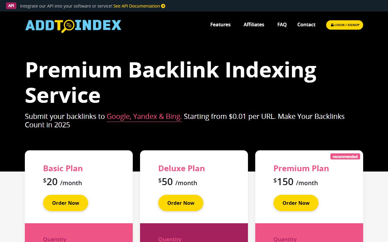 Screenshot of the Next website (addtoindex.com)
