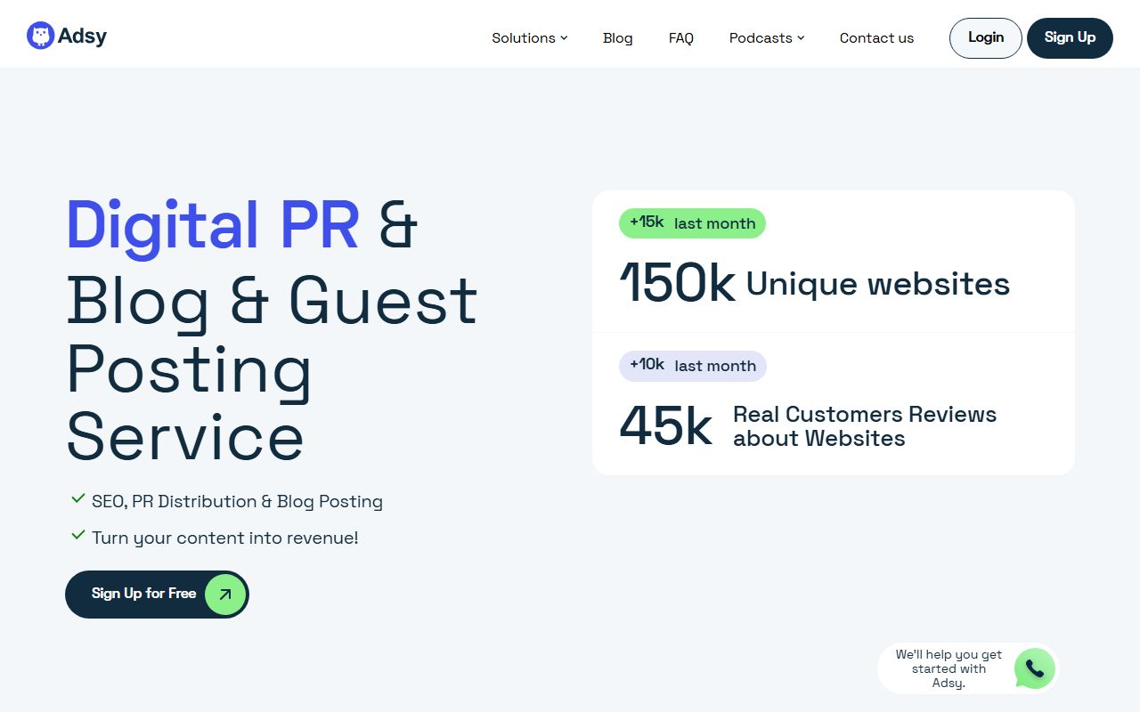 Screenshot of the Adsy website (adsy.com)