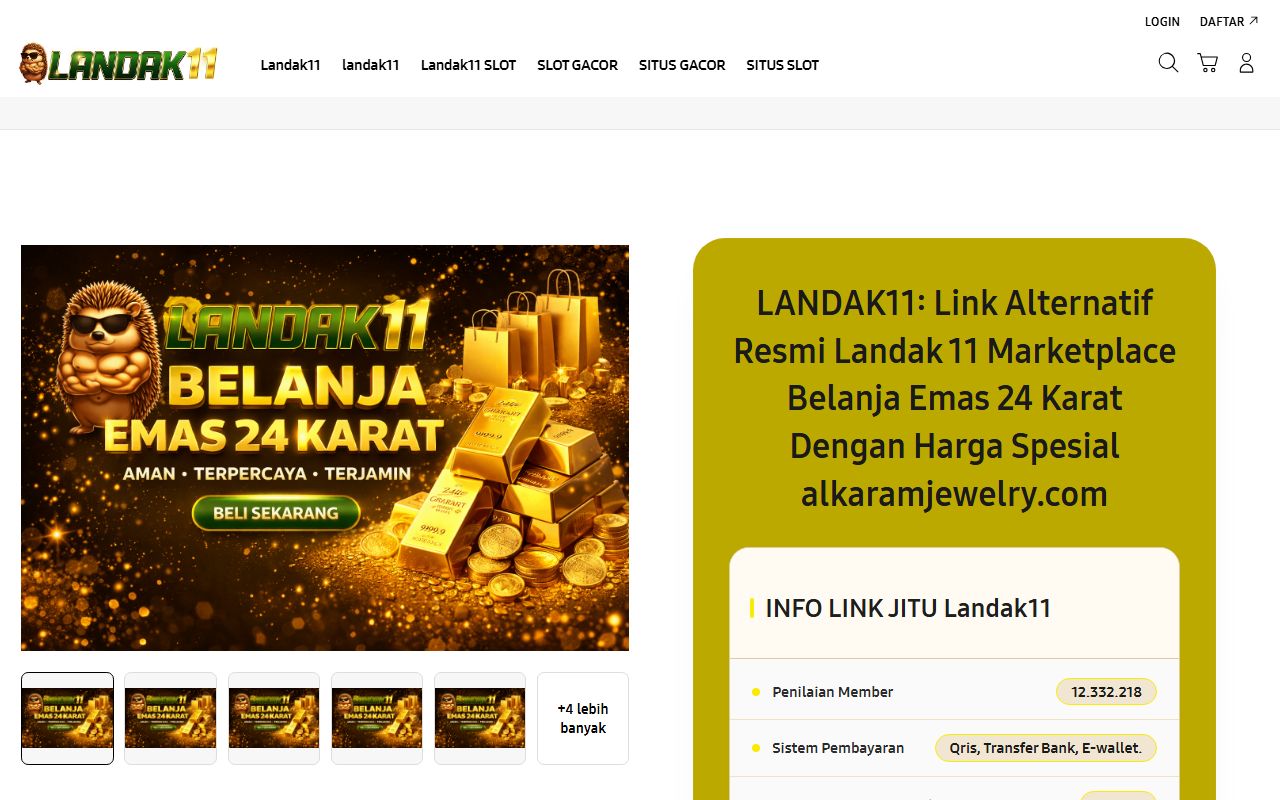 Screenshot of the LANDAK11 website (alkaramjewelry.com)