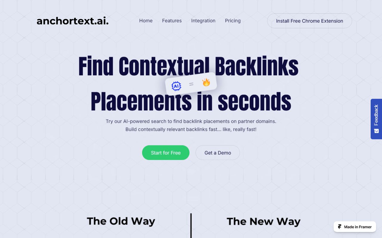 Screenshot of the AnchorText.ai website (anchortext.ai)