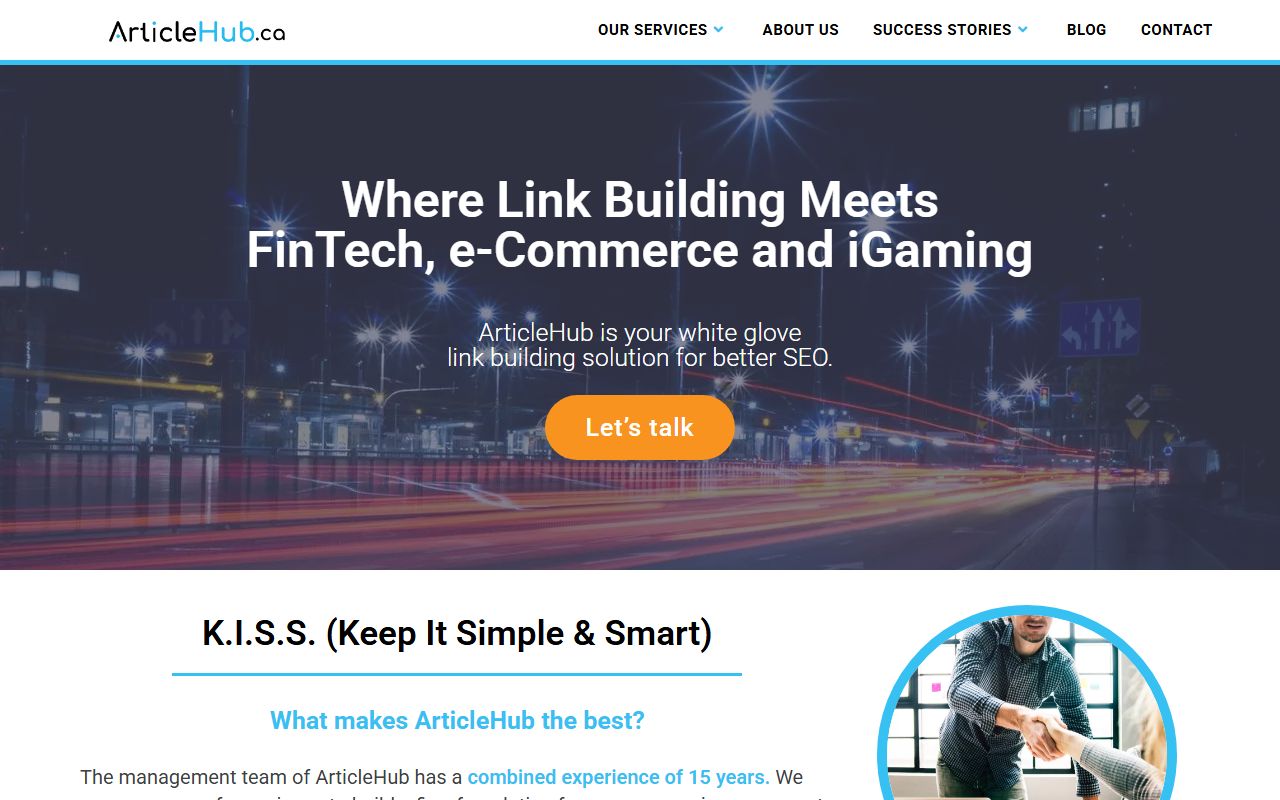 Screenshot of the Articlehub website (articlehub.ca)