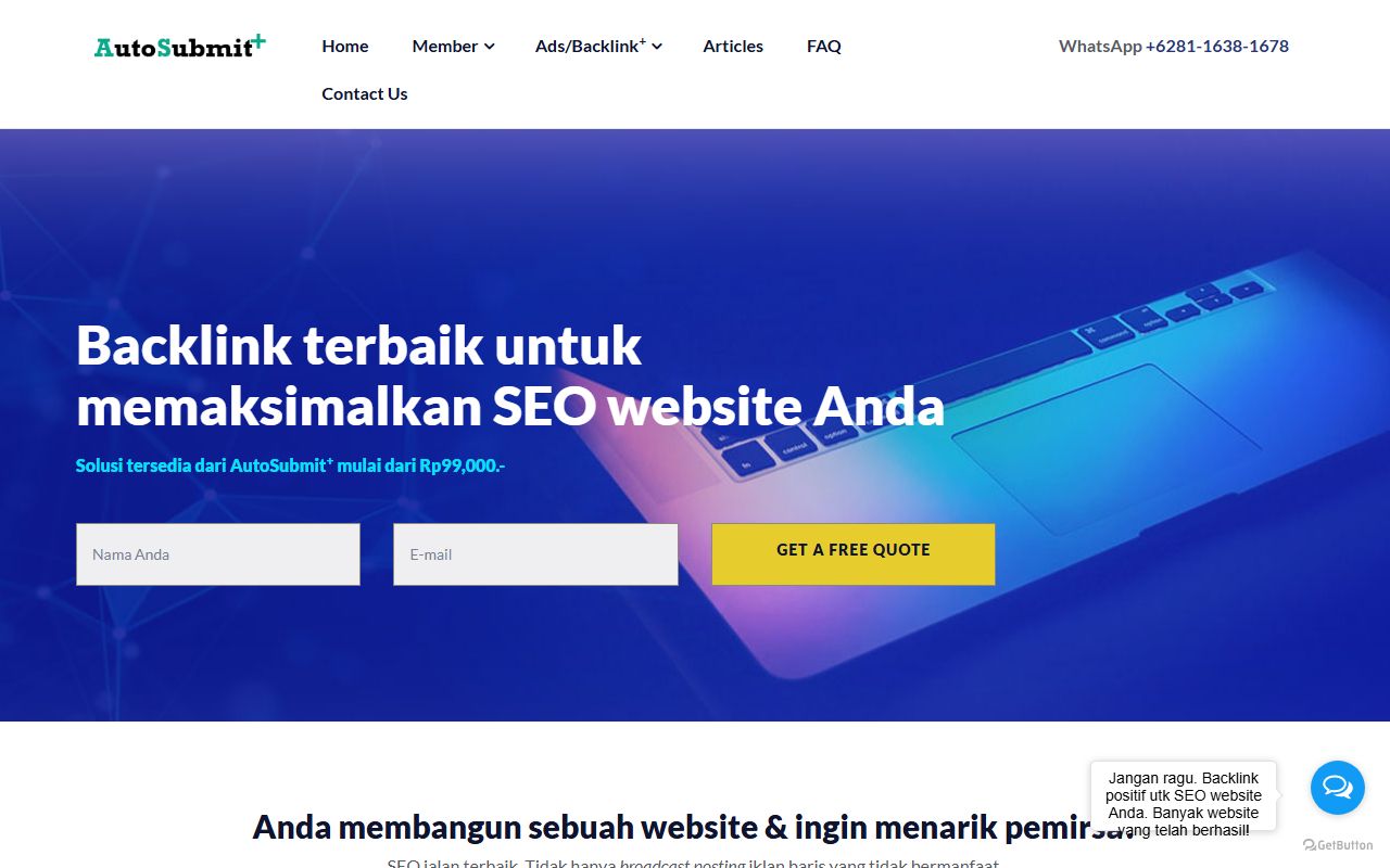 Screenshot of the Autosubmitplus website (autosubmitplus.com)
