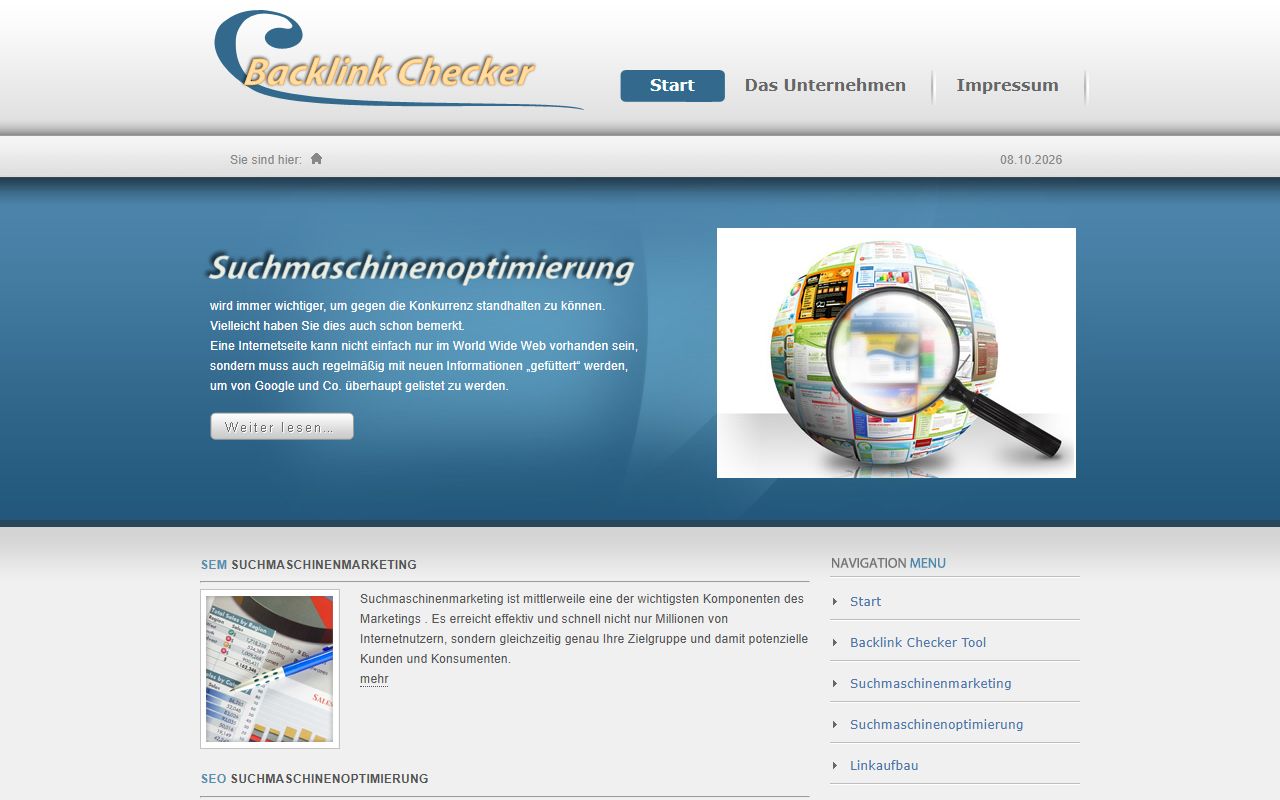 Screenshot of the Backlink Checker website (backlink-checker.org)