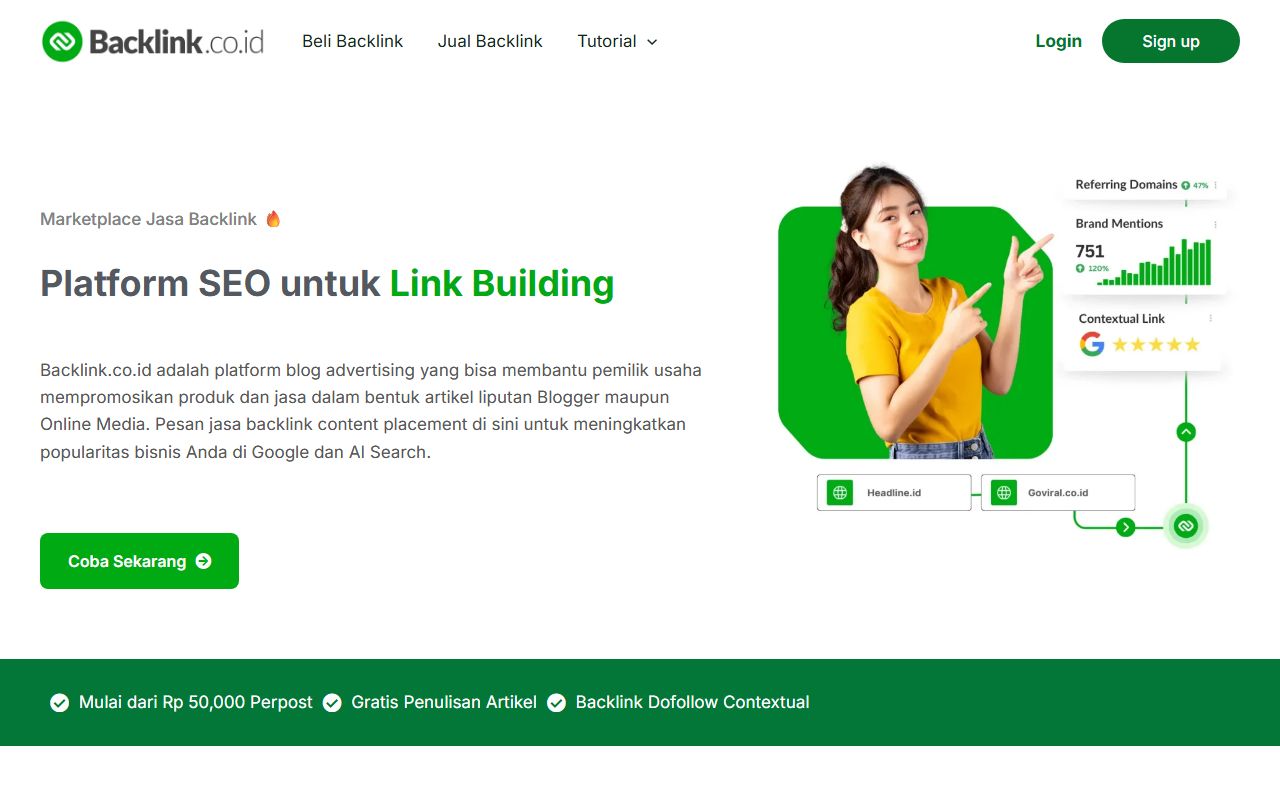 Screenshot of the Backlink.co.id website (backlink.co.id)