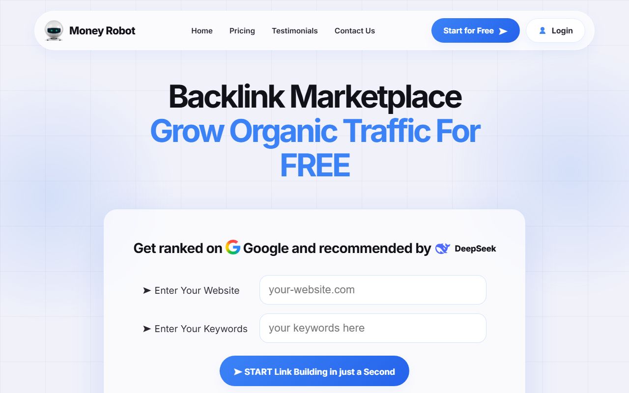 Screenshot of the backlinkmarketplace website (backlinkmarketplace.store)
