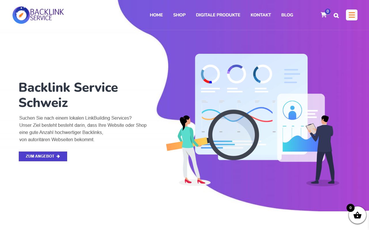 Screenshot of the Backlinkservice website (backlinkservice.ch)
