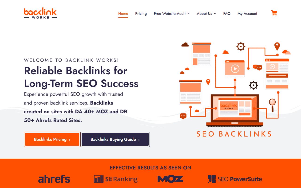 Screenshot of the Backlinkworks website (backlinkworks.com)