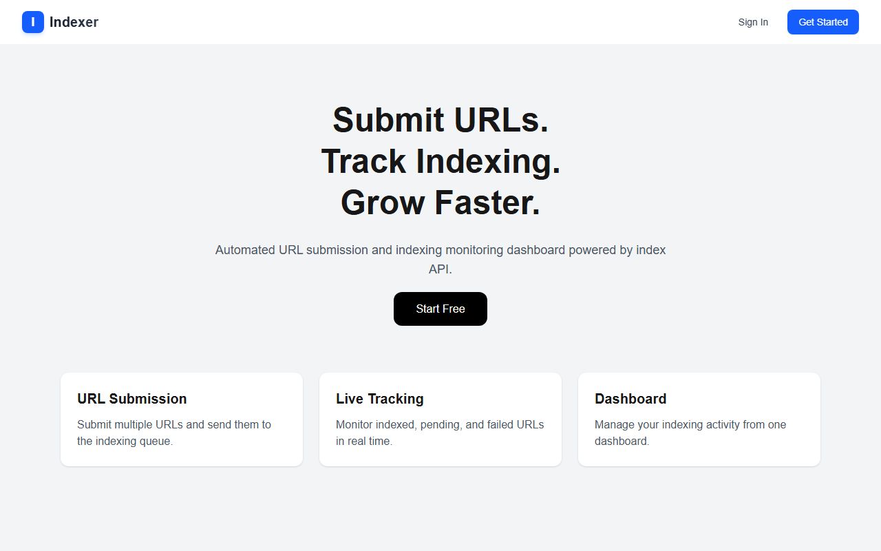Screenshot of the Binstantindexer website (binstantindexer.com)