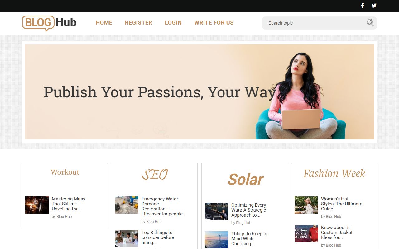 Screenshot of the Bloghub website (bloghub.com.au)