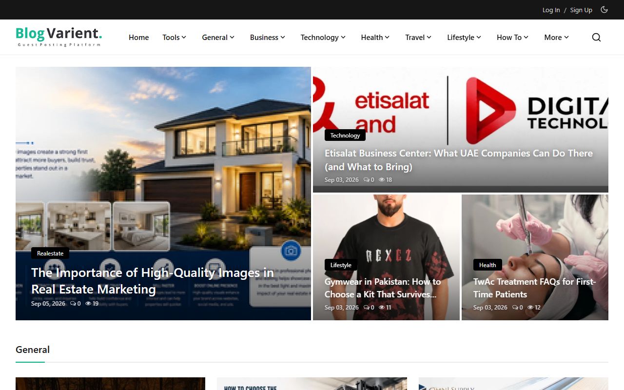 Screenshot of the Blog Varient website (blogvarient.com)