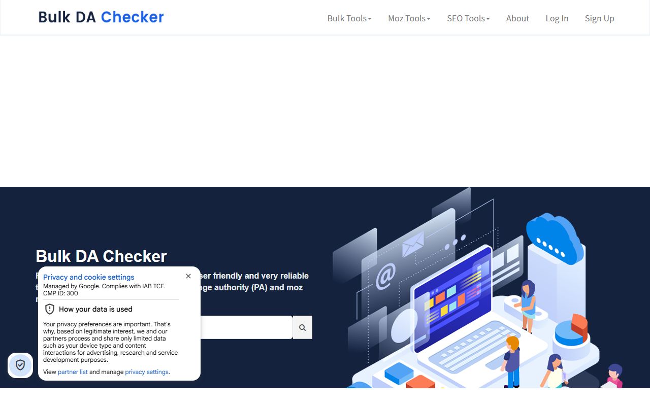 Screenshot of the Bulkdachecker website (bulkdachecker.com)
