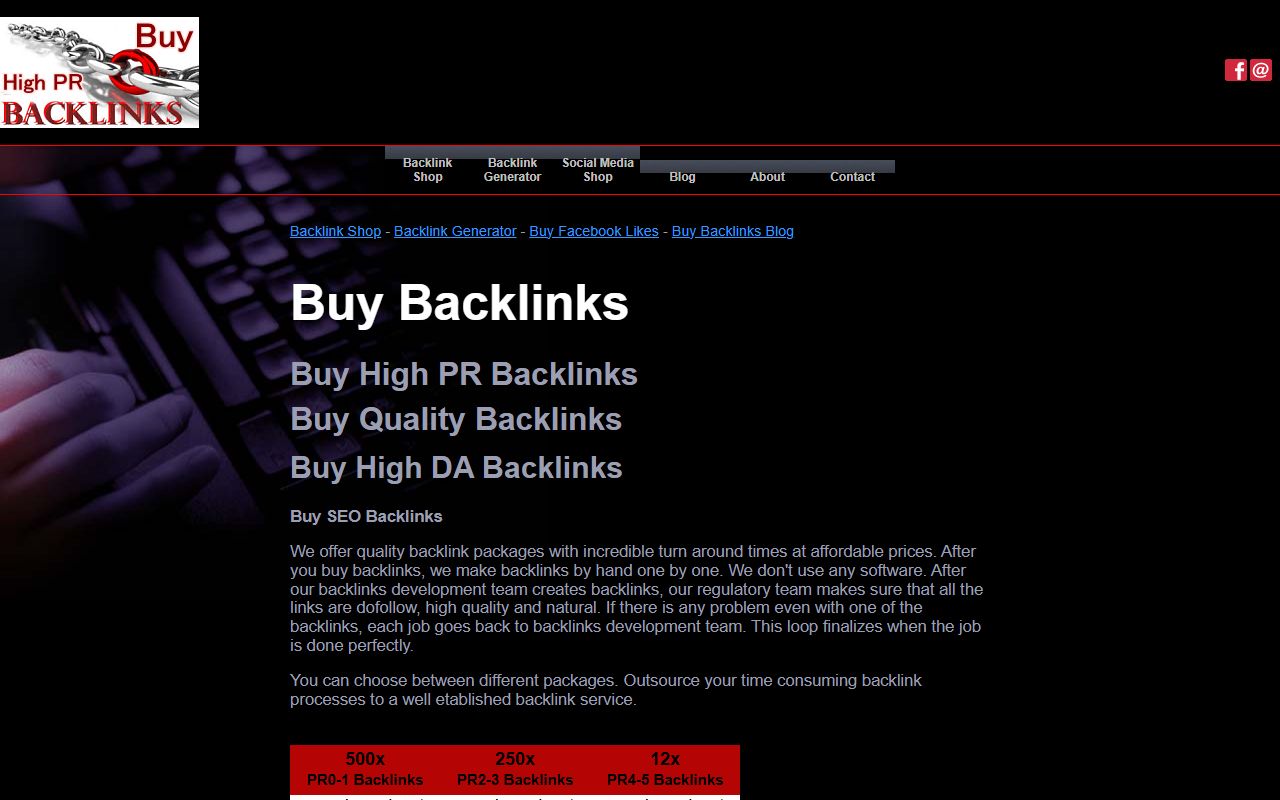 Screenshot of the Buy-backlinks website (buy-backlinks.net)