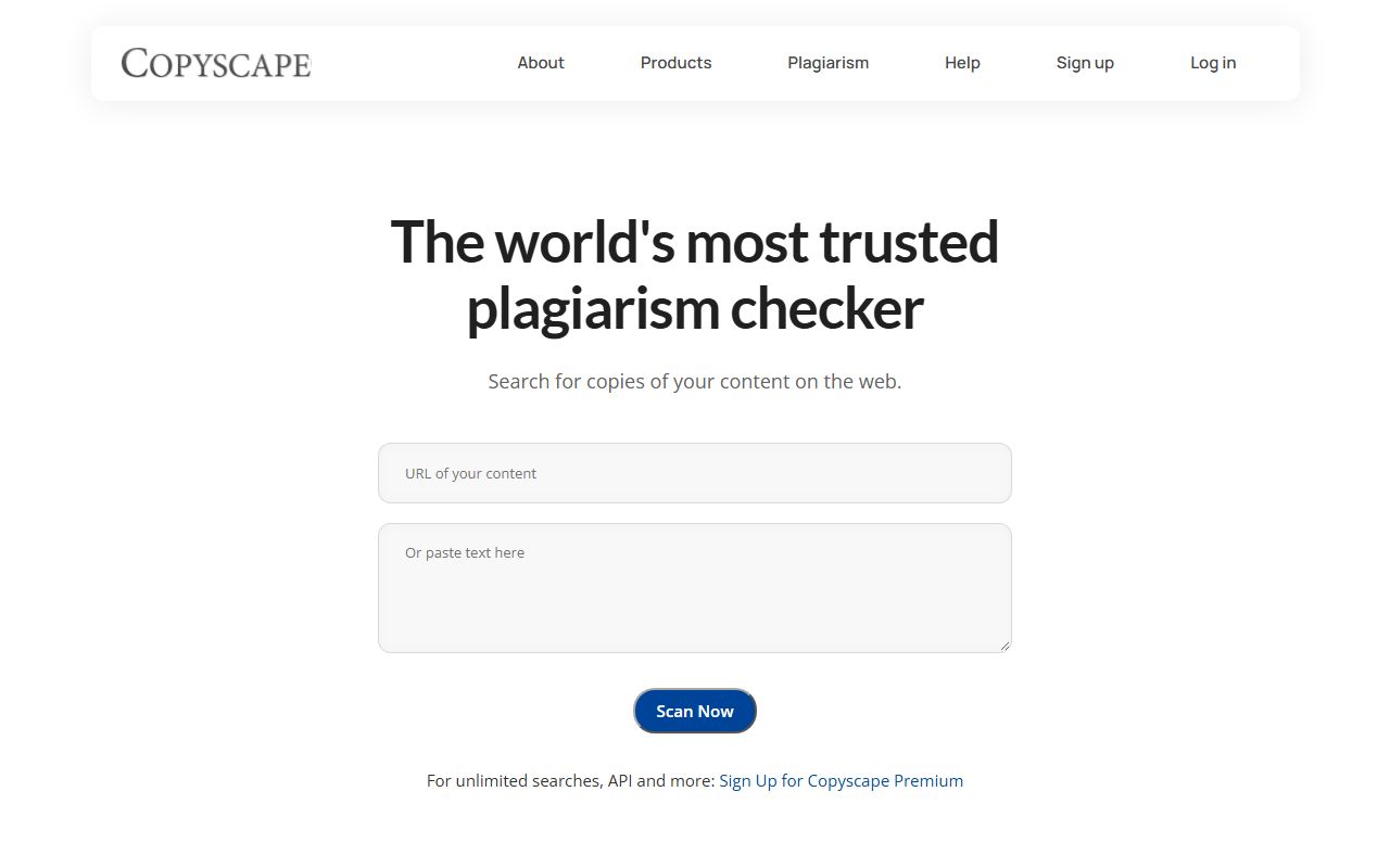 Screenshot of the Copyscape website (copyscape.com)