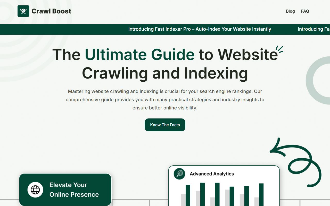 Screenshot of the Crawl Boost website (crawlboost.com)
