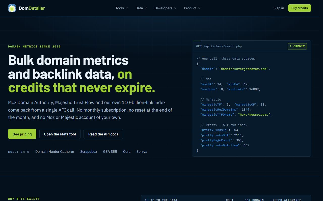 Screenshot of the Domdetailer website (domdetailer.com)