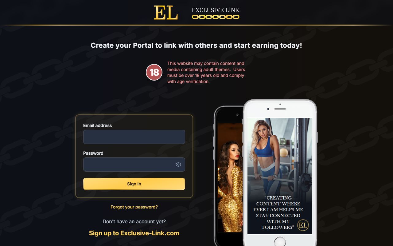 Screenshot of the Exclusive Link website (exclusive-link.com)