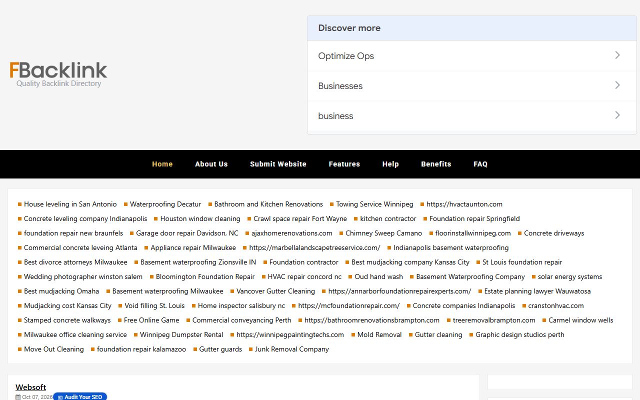 Screenshot of the Fbacklink website (fbacklink.com)