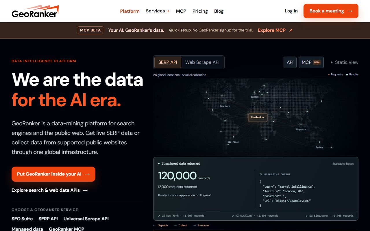 Screenshot of the Georanker website (georanker.com)
