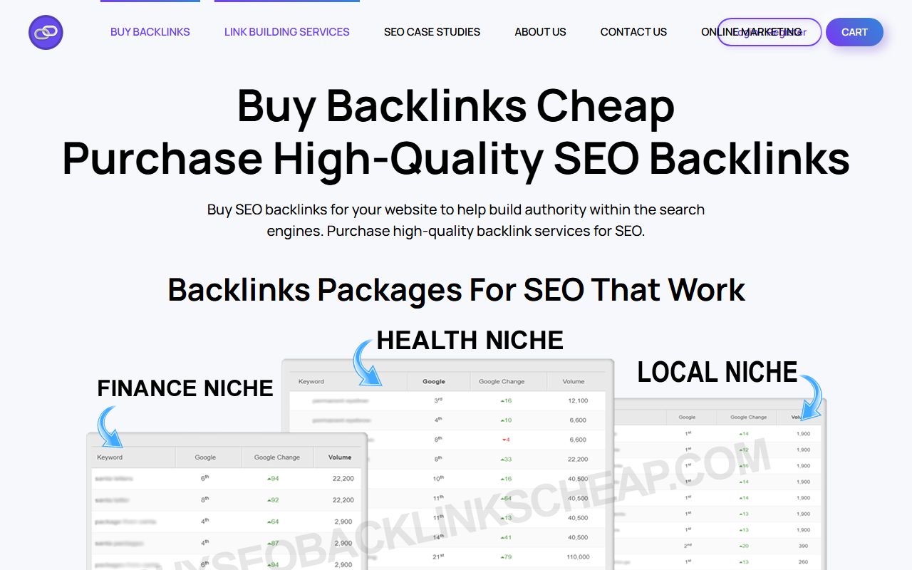 Screenshot of the Gethighqualitybacklinks website (gethighqualitybacklinks.com)