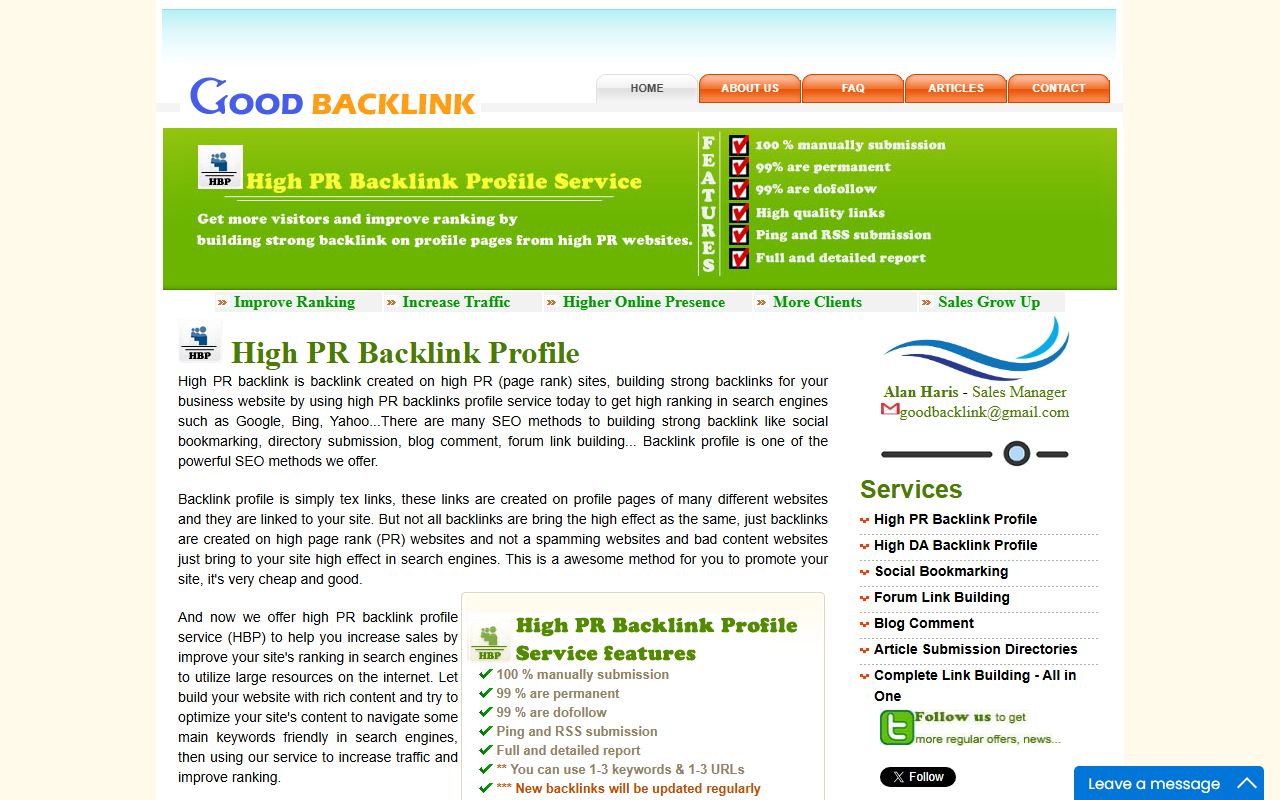 Screenshot of the Good-backlink website (good-backlink.com)
