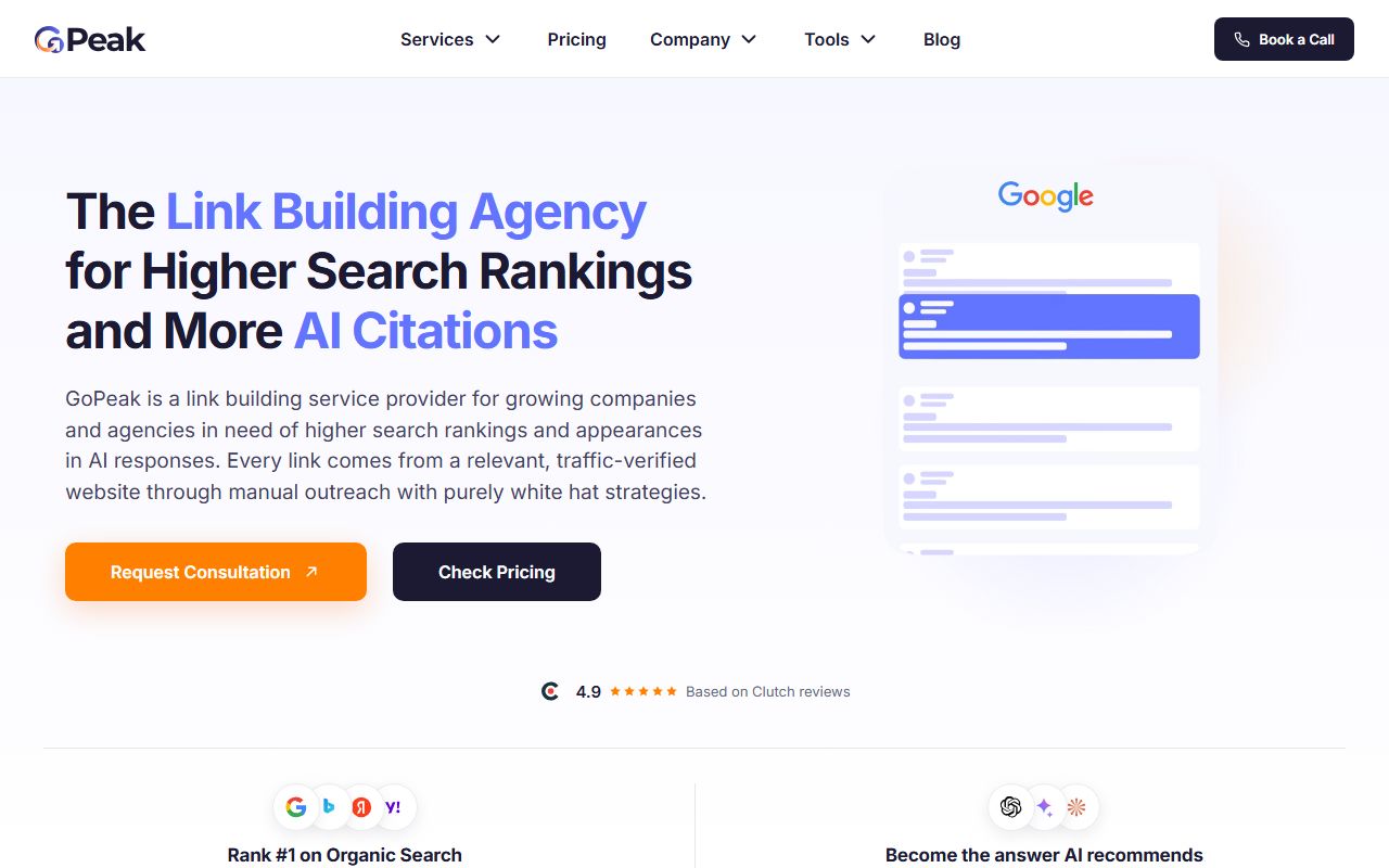 Screenshot of the GoPeak website (gopeak.io)