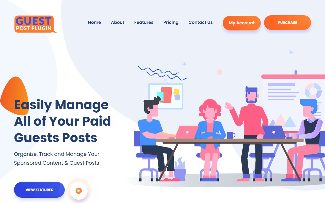 Screenshot of the Guest Post Plugin website (guestpostplugin.com)