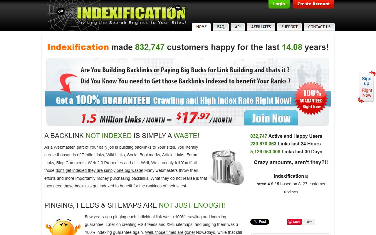 Screenshot of the INDEXIFICATION website (indexification.com)