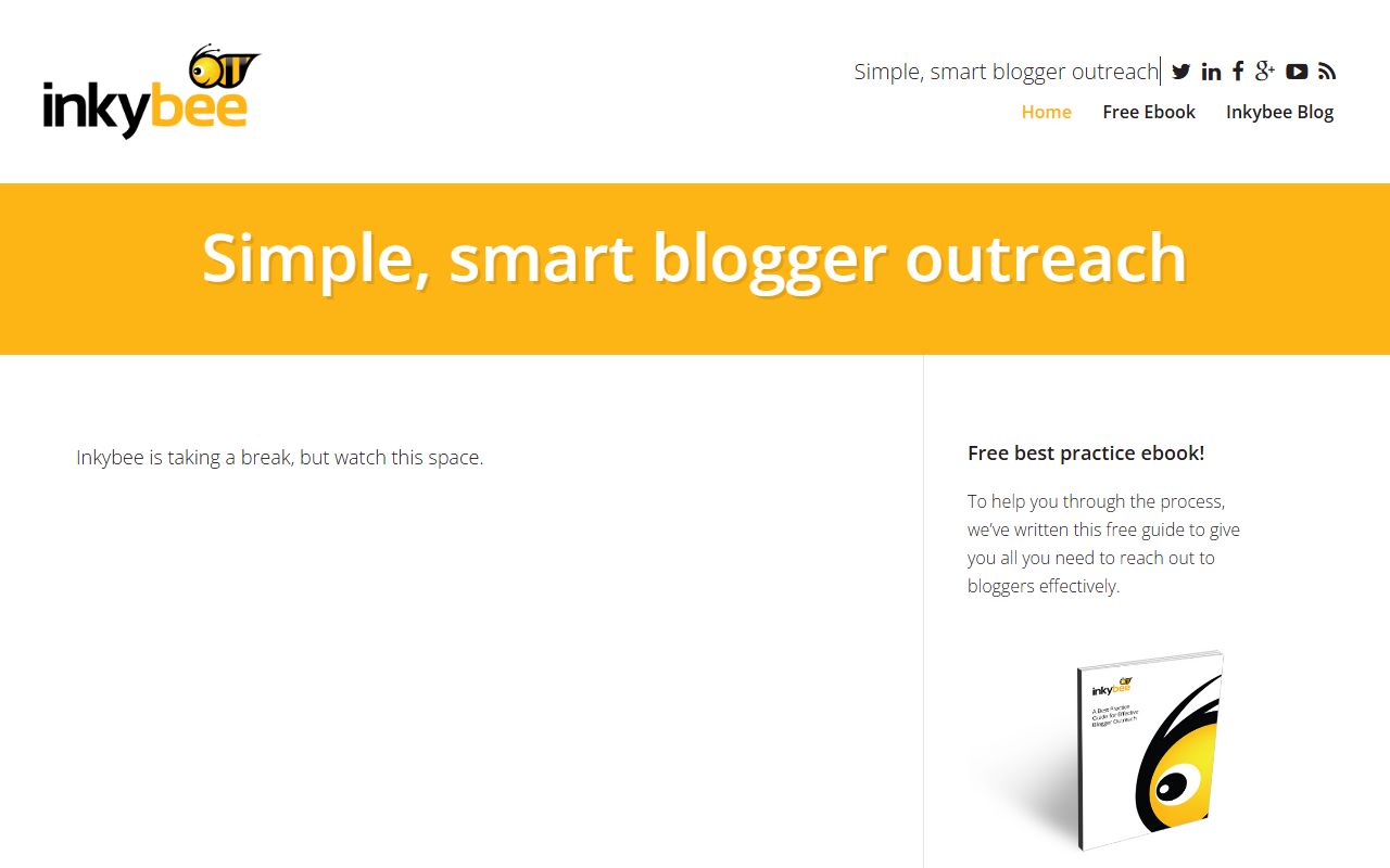 Screenshot of the Inkybee website (inkybee.com)