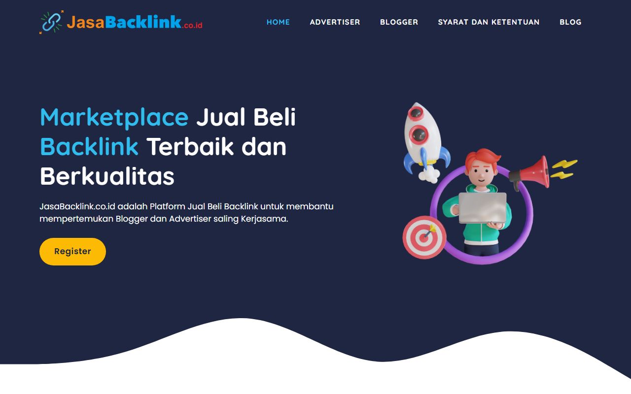 Screenshot of the Jasabacklink website (jasabacklink.co.id)