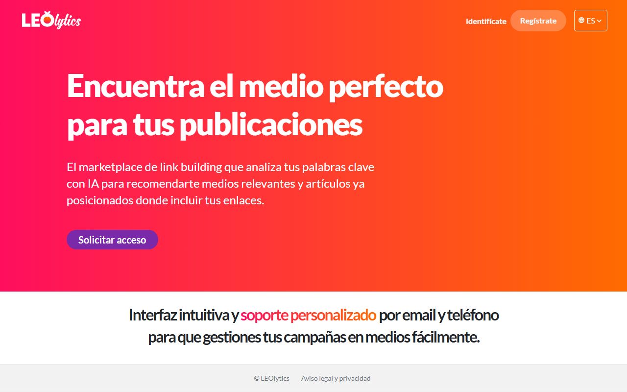 Screenshot of the LEOlytics website (leolytics.com)