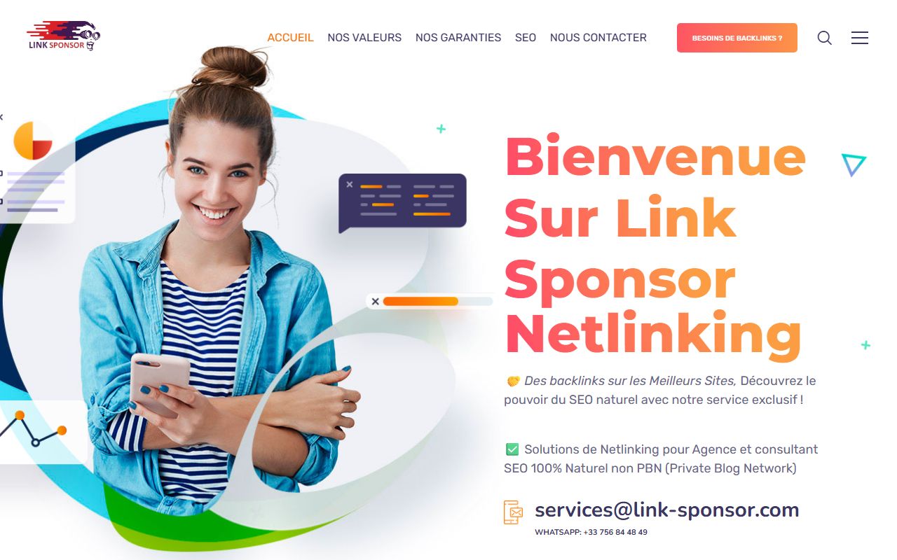 Screenshot of the ACCUEIL website (link-sponsor.com)