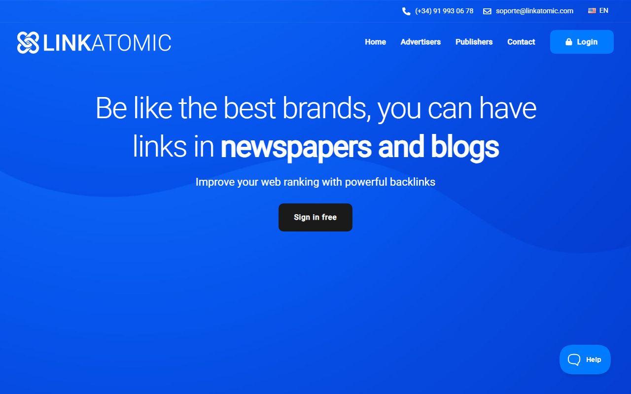 Screenshot of the Linkatomic website (linkatomic.com)