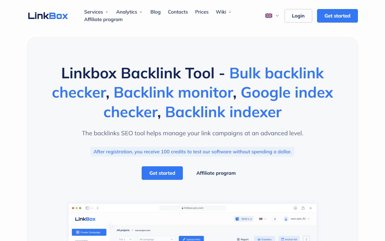 Screenshot of the LinkBox website (linkbox.pro)