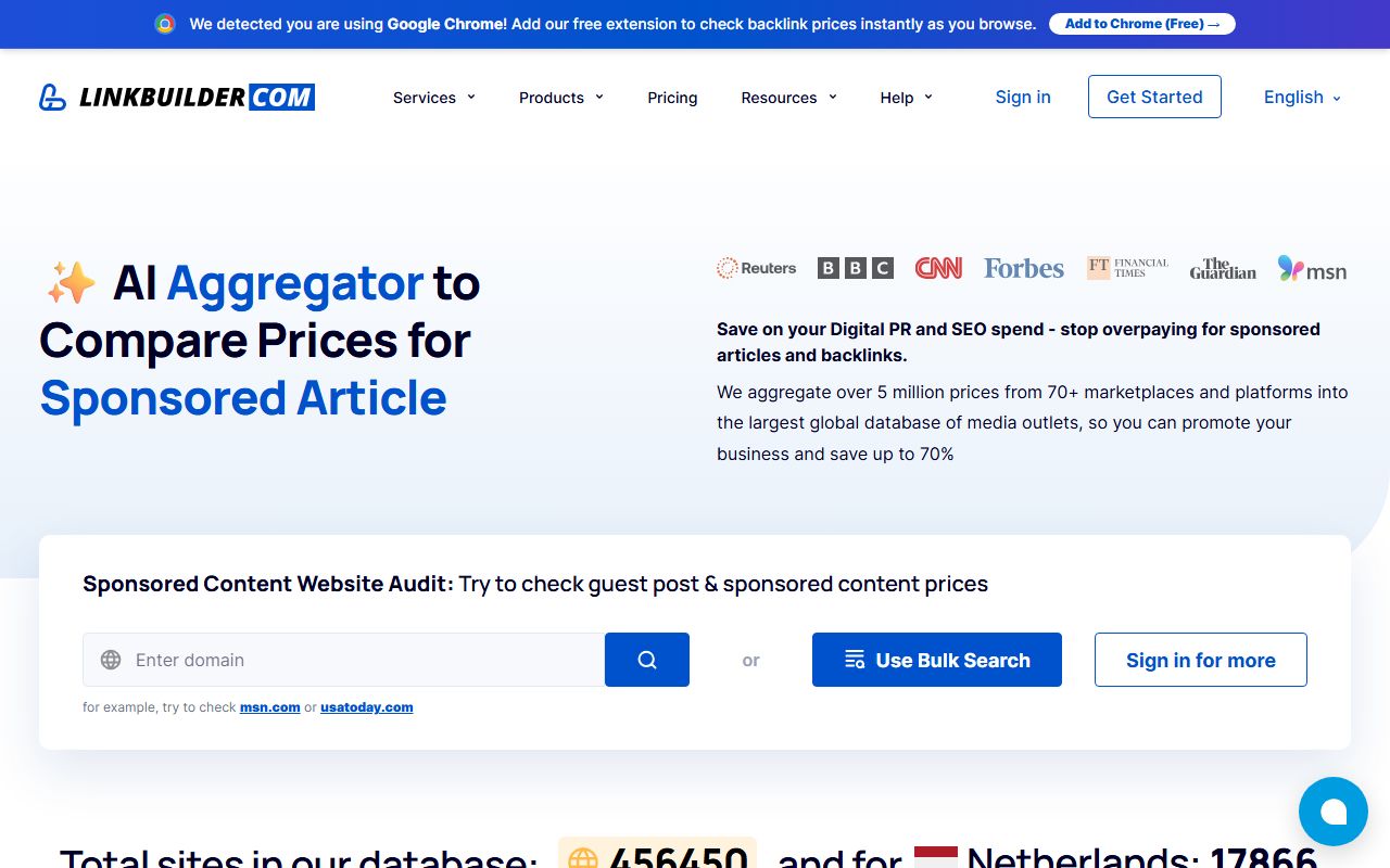 Screenshot of the LinkBuilder.com website (linkbuilder.com)