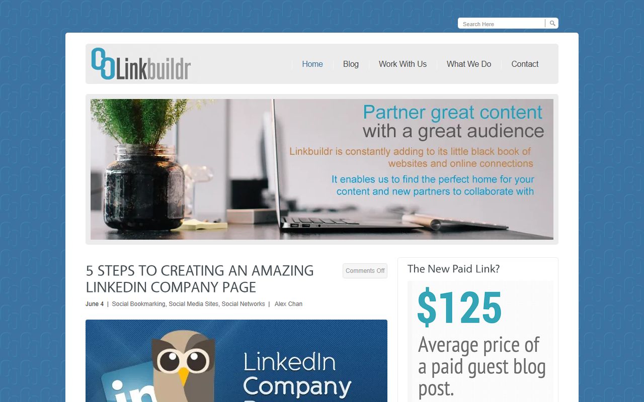 Screenshot of the Linkbuildr website (linkbuildr.com)