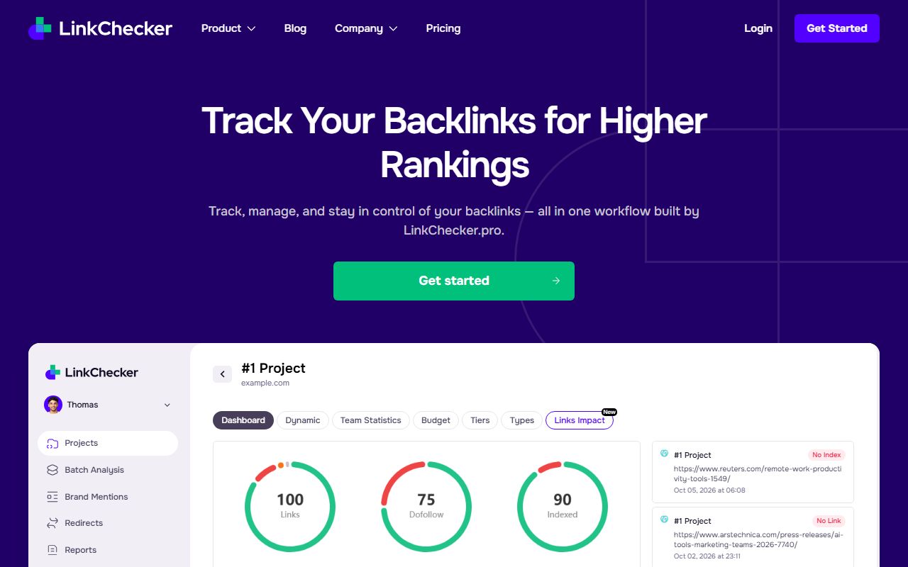 Screenshot of the LinkChecker.pro website (linkchecker.pro)