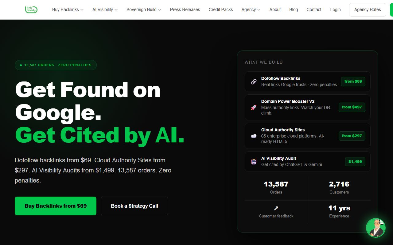 Screenshot of the LinkDaddy® website (linkdaddy.com)