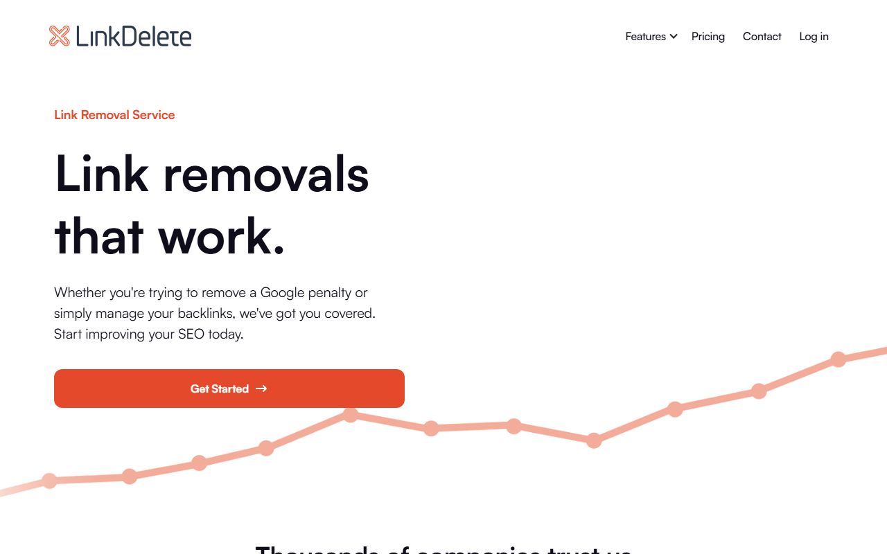 Screenshot of the LinkDelete.com website (linkdelete.com)