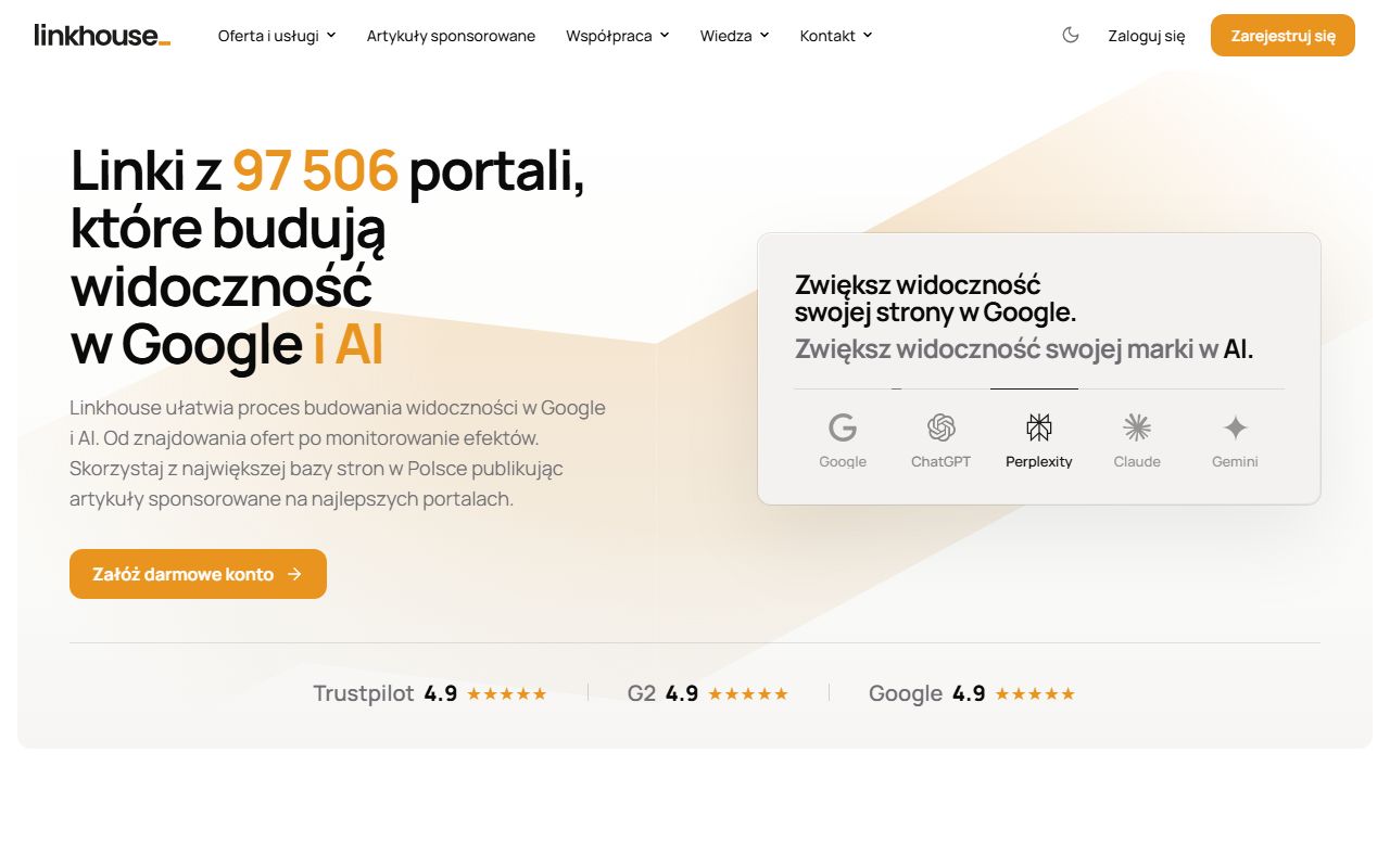 Screenshot of the Linkhouse website (linkhouse.pl)