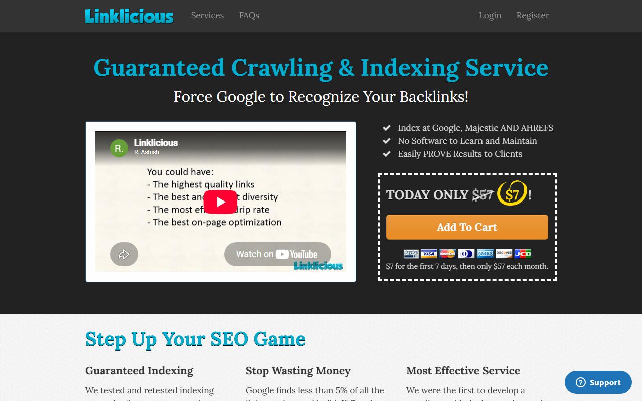 Screenshot of the Linklicious website (linklicious.co)
