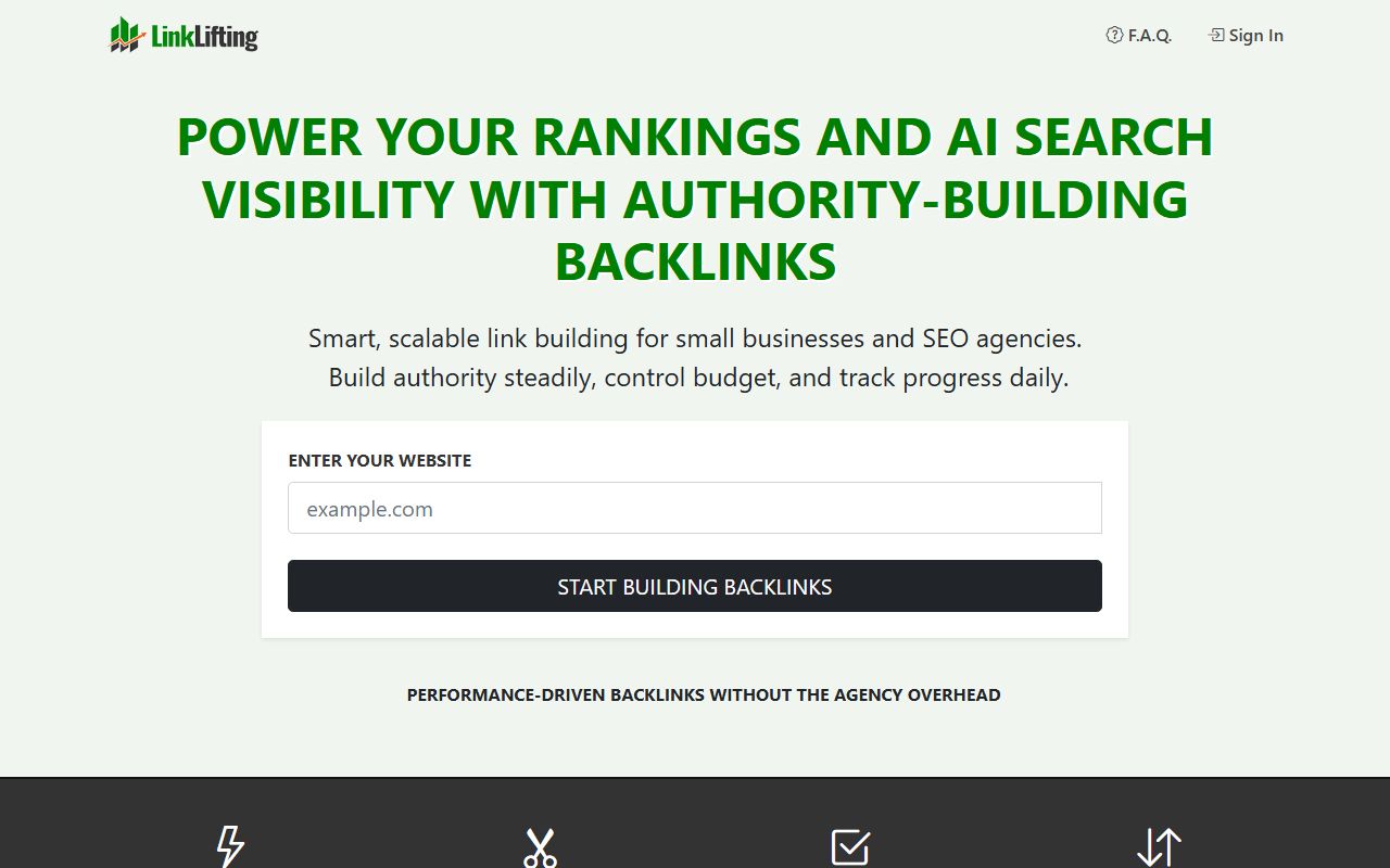 Screenshot of the LinkLifting website (linklifting.com)