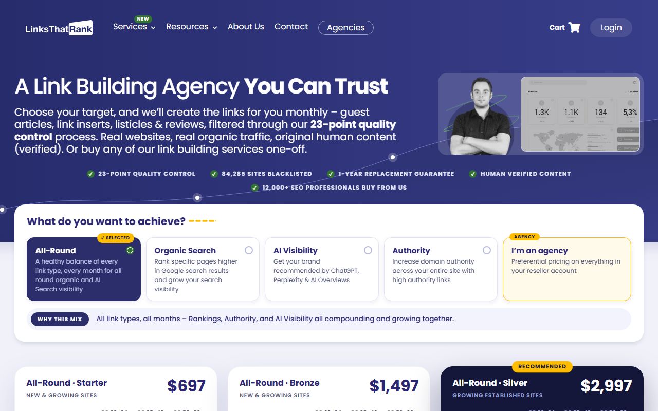 Screenshot of the LinksThatRank website (linksthatrank.com)