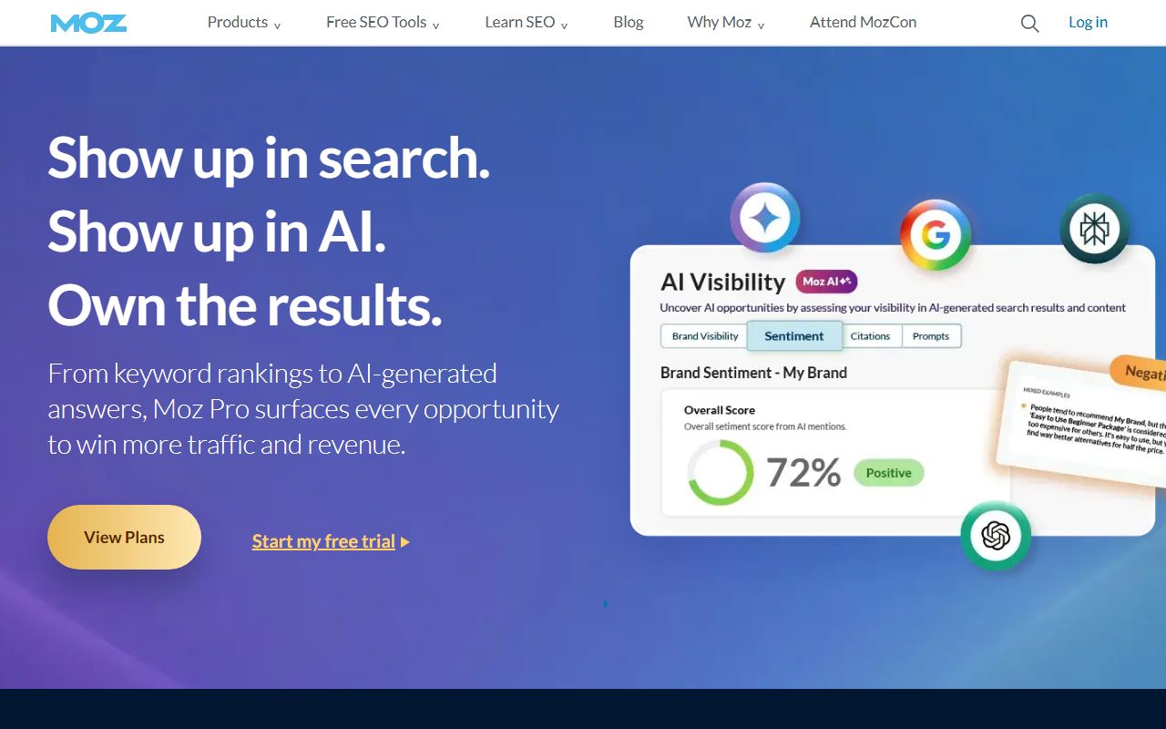 Screenshot of the Moz website (moz.com)