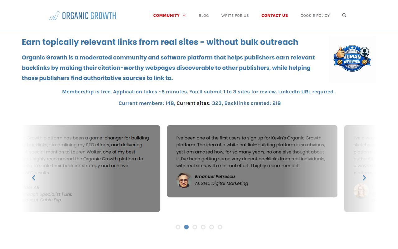 Screenshot of the Organicgrowth website (organicgrowth.biz)