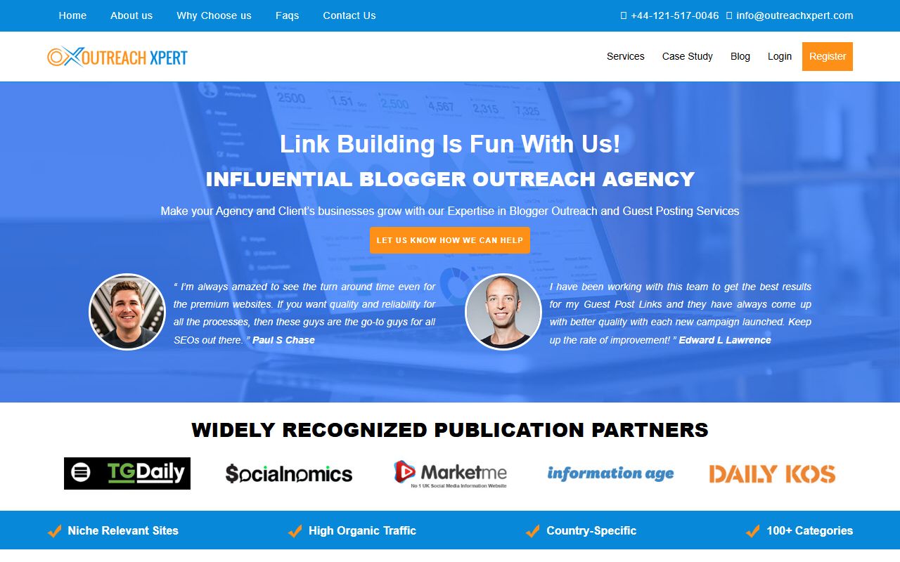 Screenshot of the OutreachXpert website (outreachxpert.com)