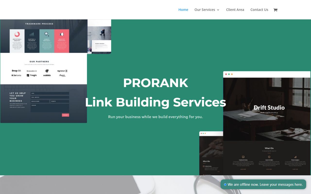 Screenshot of the Prorank website (prorank.co)