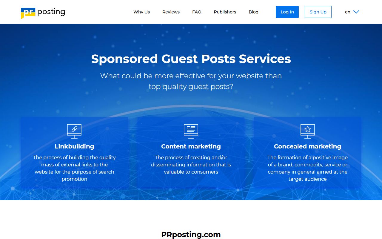 Screenshot of the Prposting website (prposting.com)