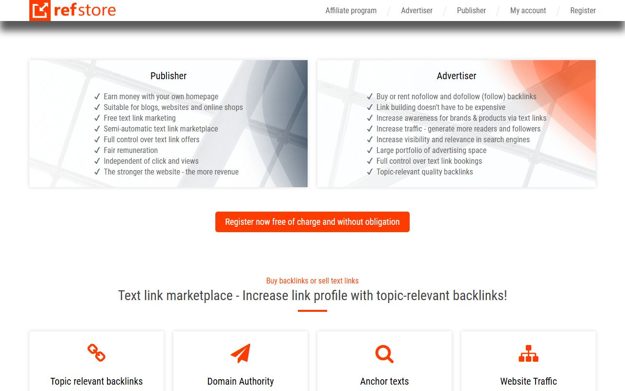 Screenshot of the Refstore website (refstore.net)